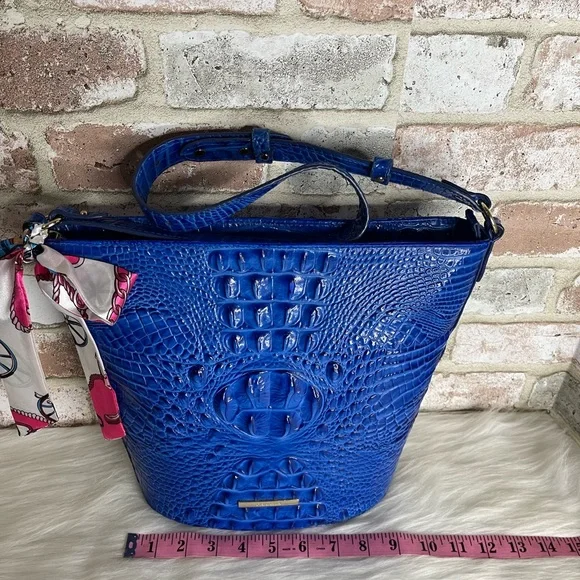 Brahmin Blue Croc-Embossed Shoulder Bag - Picture 12 of 14